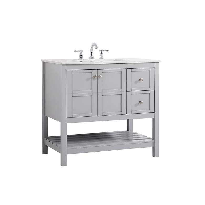Image 3 Theo 36" Wide Gray 2-Drawer Single Sink Bathroom Vanity more views