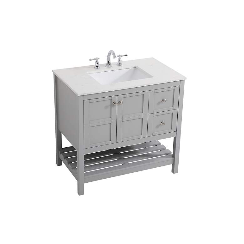 Image 4 Theo 36" Wide Gray 2-Drawer Single Sink Bathroom Vanity more views