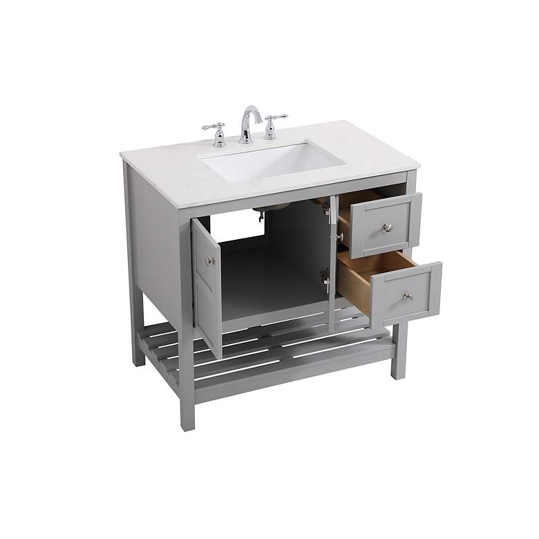 Image 5 Theo 36" Wide Gray 2-Drawer Single Sink Bathroom Vanity more views