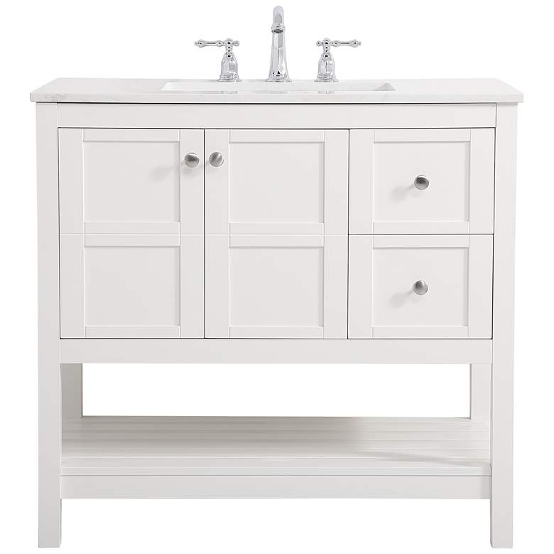Image 1 Theo 36" Wide White 2-Drawer Single Sink Bathroom Vanity