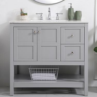 Theo 36" Wide Gray 2-Drawer Single Sink Bathroom Vanity