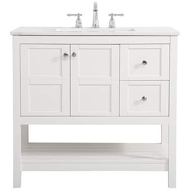 Theo 36" Wide White 2-Drawer Single Sink Bathroom Vanity