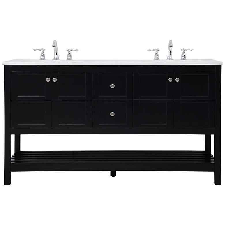 Image 3 Theo 60" Wide Black 2-Drawer Double Sink Bathroom Vanity