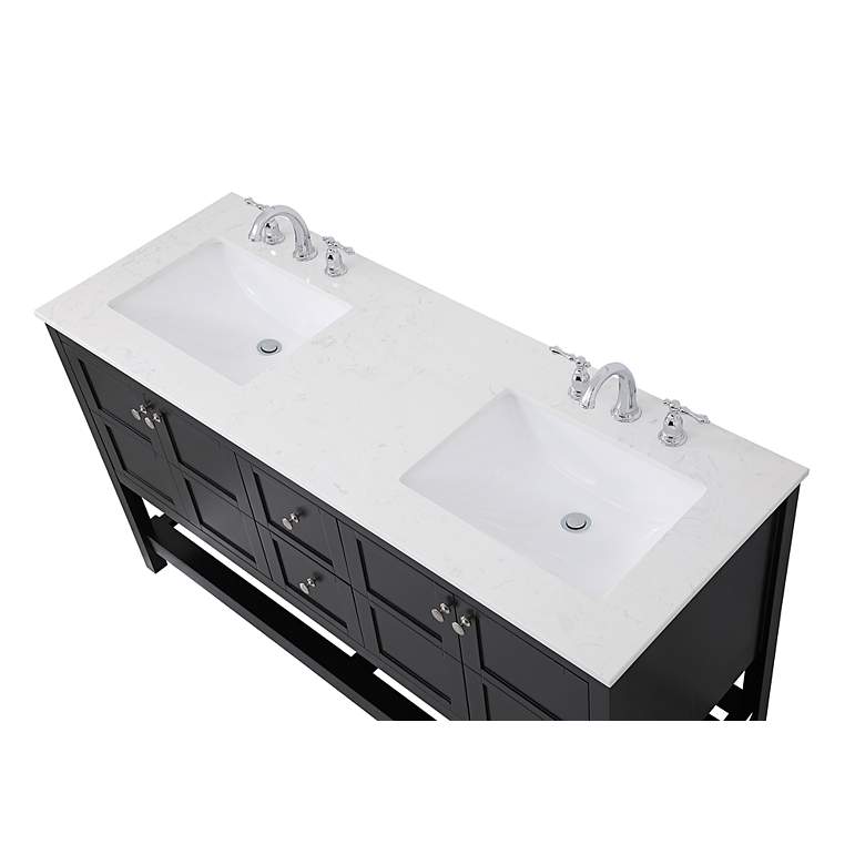 Image 5 Theo 60" Wide Black 2-Drawer Double Sink Bathroom Vanity more views