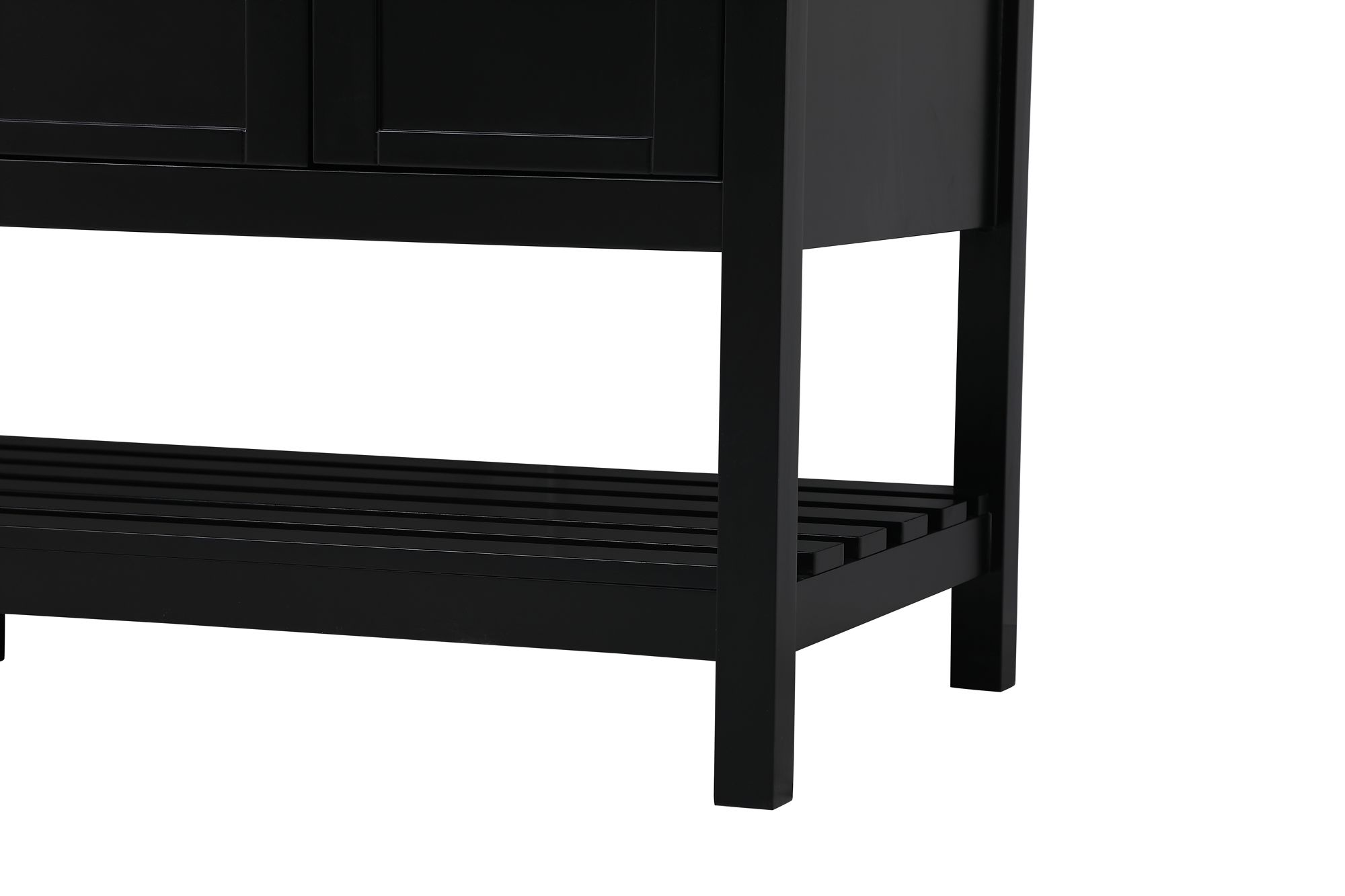 Theo 60" Wide Black 2-Drawer Double Sink Bathroom Vanity in scene
