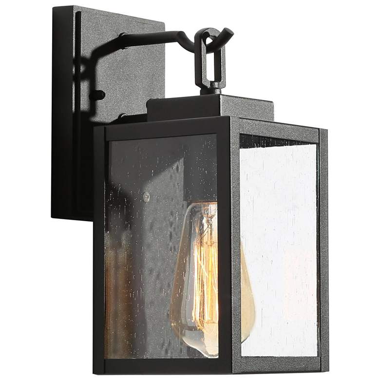 Image 1 Theoa 10.6" High Black Glass Outdoor Wall Light