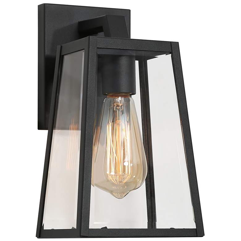 Image 1 Theoa 10.6 inch High Black Glass Outdoor Wall Light