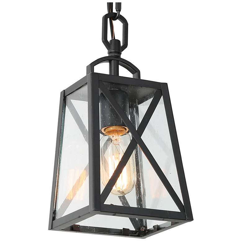 Image 1 Theoa 11" High Black Glass Outdoor Hanging Light