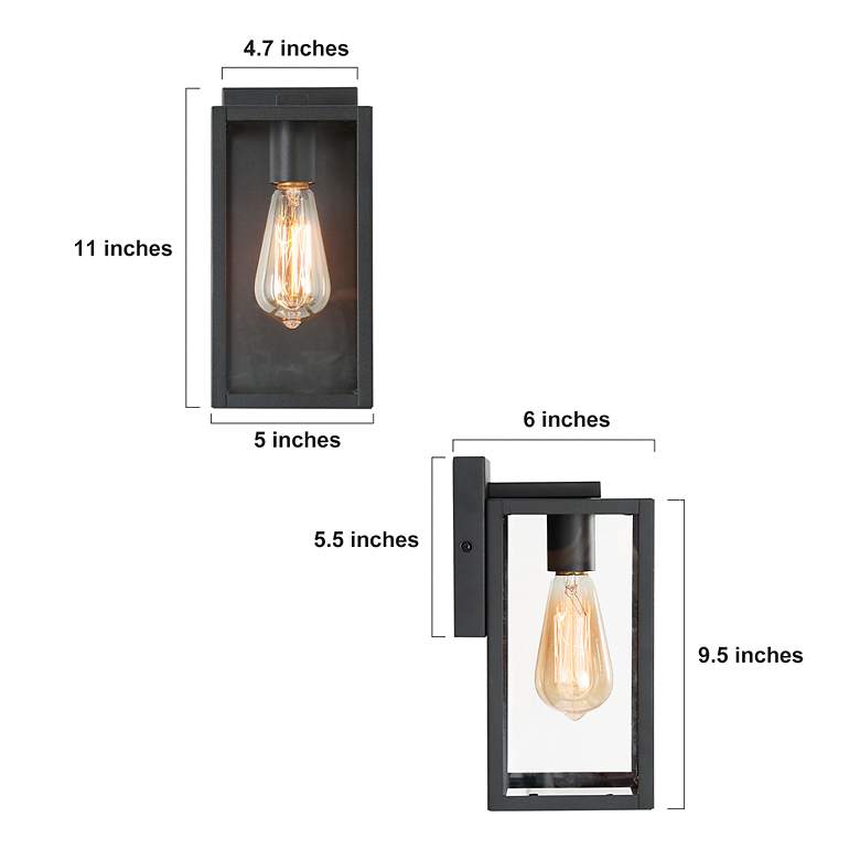 Image 5 Theoa 11" High Black Glass Outdoor Wall Light more views