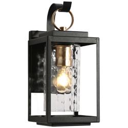 Theoa 13.2&quot; High Black and Gold Glass Outdoor Light