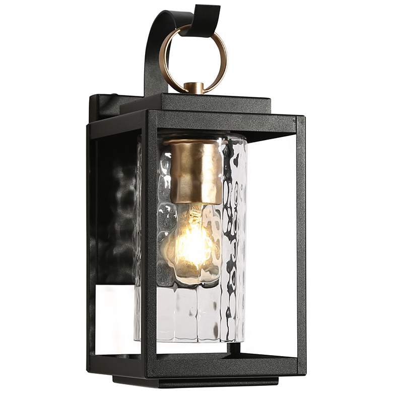 Image 1 Theoa 13.2 inch High Black and Gold Glass Outdoor Light