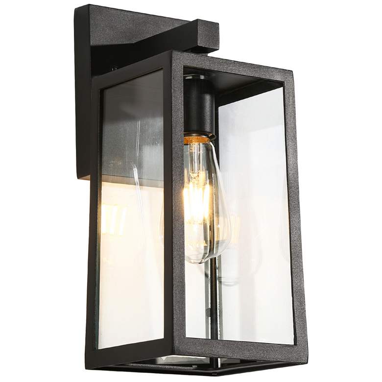 Image 1 Theoa 5.9" Wide Black 1-Light Outdoor Wall Light