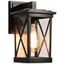 1_Theoa Theoa 10.2" High Black Glass Outdoor Wall Light Set of 2