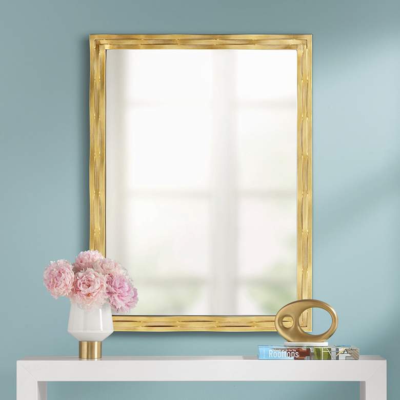 Image 1 Theodora 30 inch x 40 inch Gold Weaved Wall Mirror