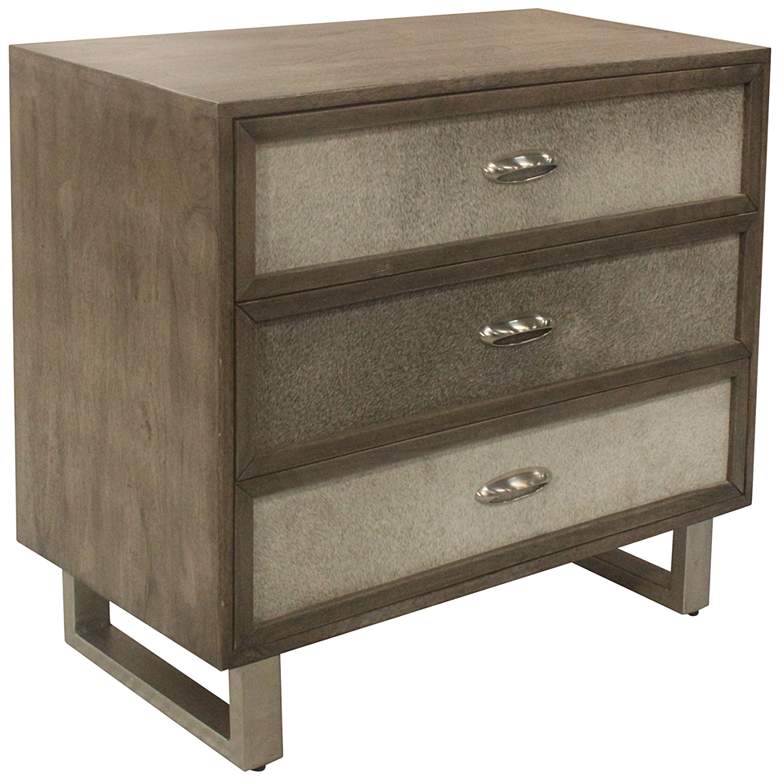Image 1 Theodore 32" Wide Cow Hide Leather 3-Drawer Accent Chest
