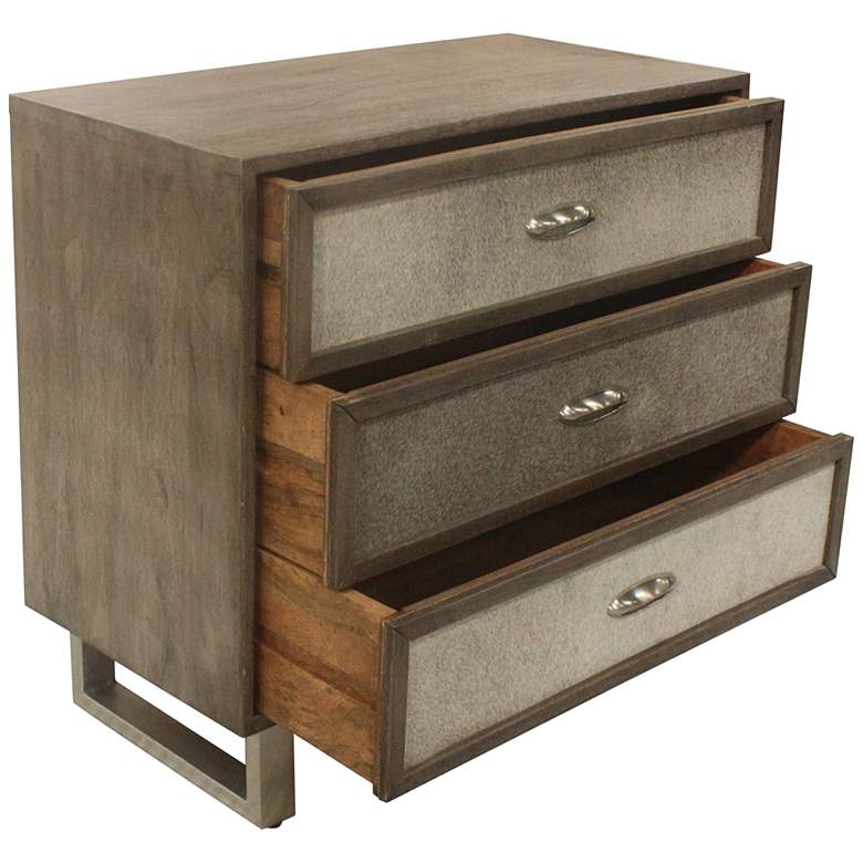 Image 5 Theodore 32" Wide Cow Hide Leather 3-Drawer Accent Chest more views