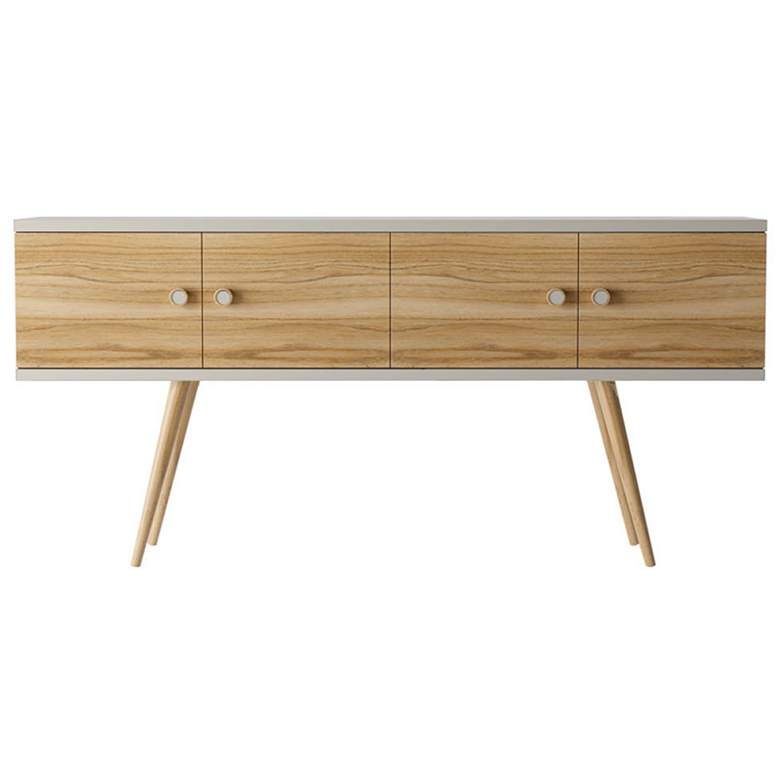 Image 4 Theodore 60 inch Wide Off-White and Cinnamon 4-Door Modern Sideboard more views