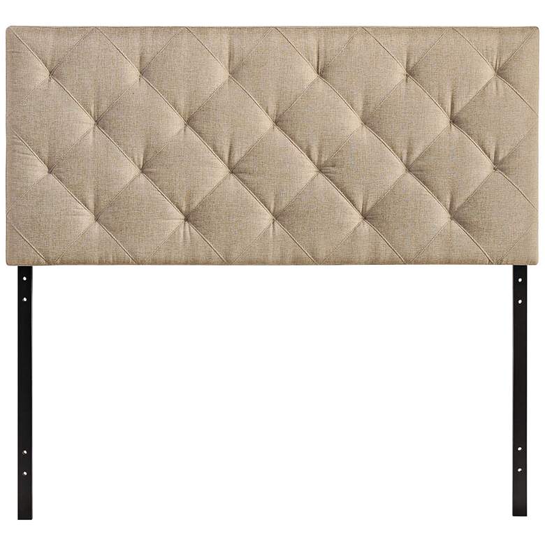 Image 2 Theodore Beige Diamond-Tufted Full Fabric Headboard