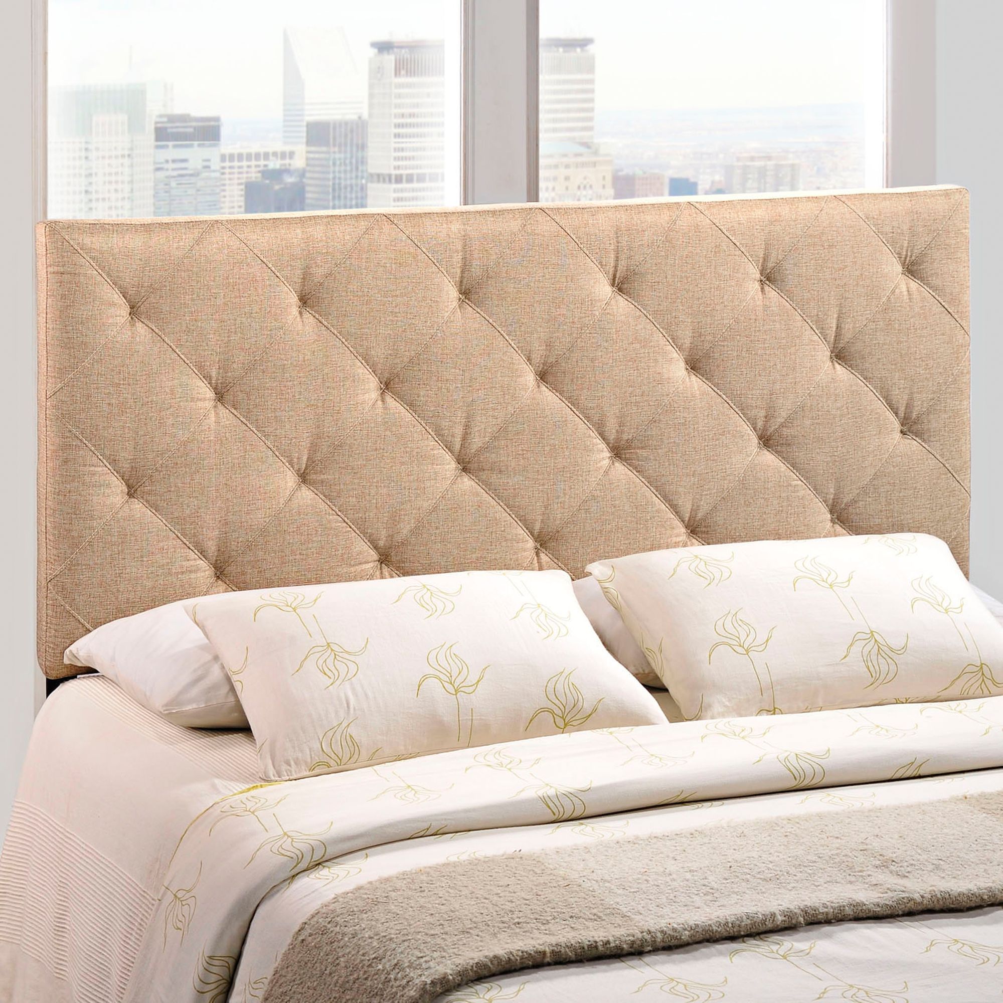 Tan shop fabric headboard