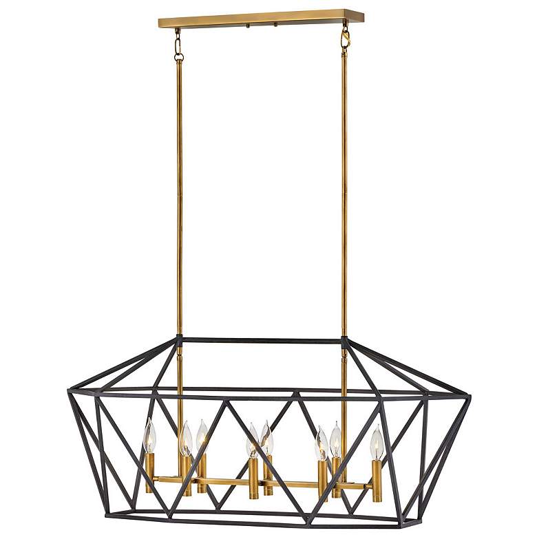 Image 2 Theory 40" Wide Aged Zinc Brass 8-Light Linear Chandelier
