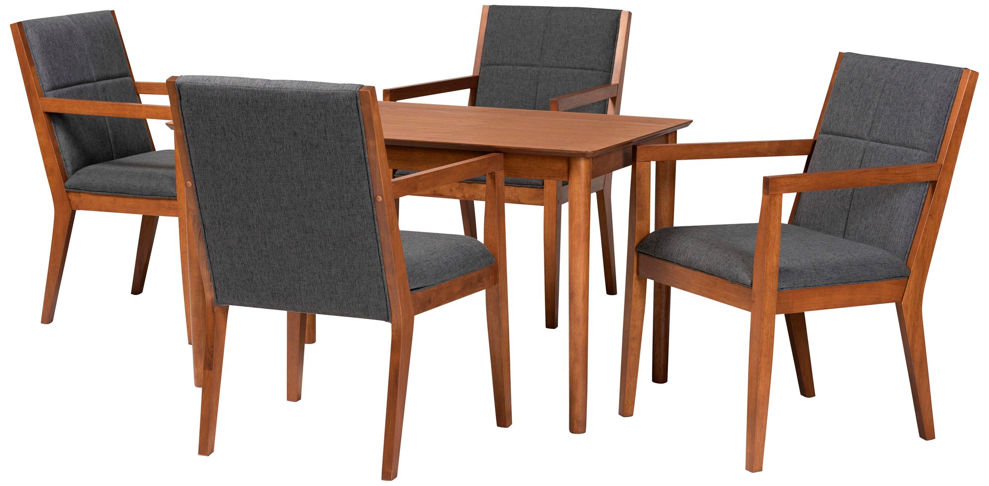 Image 2 Theresa Gray Fabric Walnut Brown Wood 5-Piece Dining Set