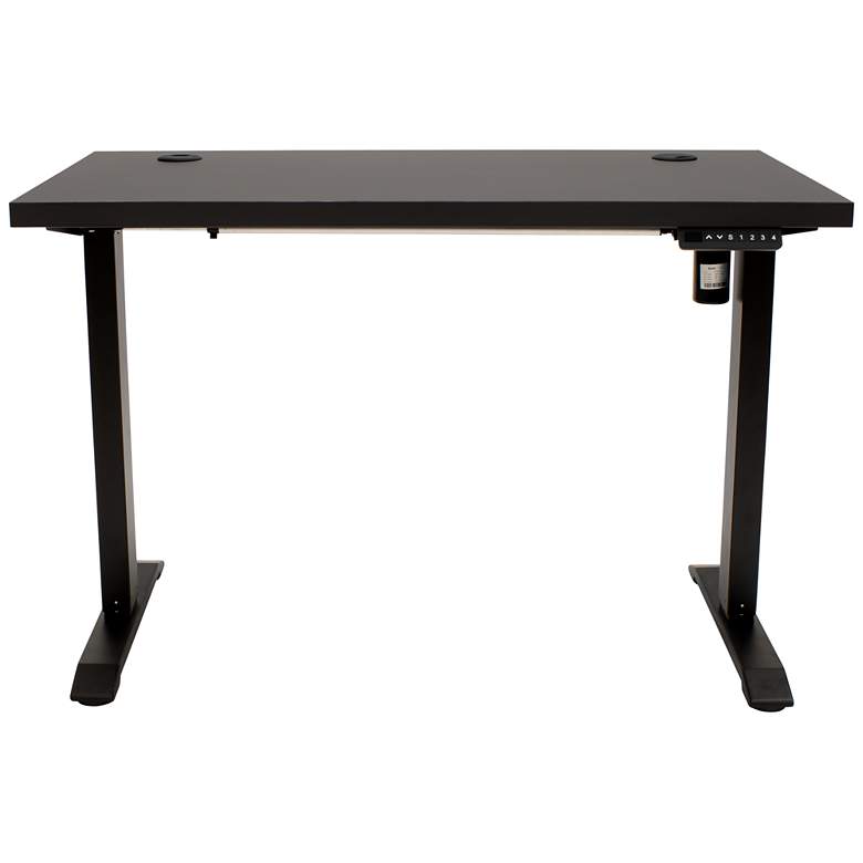 Image 7 Thermal Fused Black 47 inch Wide Adjustable Electric Lift Desk more views
