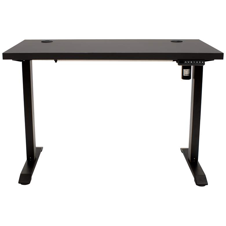 Image 7 Thermal Fused Black 47" Wide Adjustable Electric Lift Desk more views