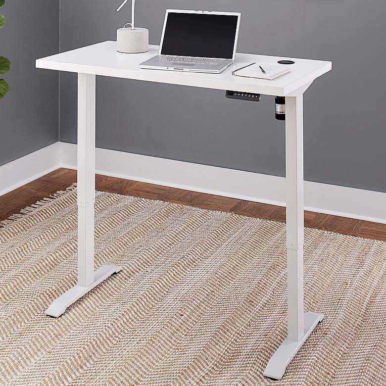 Thermal Fused White 47&quot; Wide Adjustable Electric Lift Desk