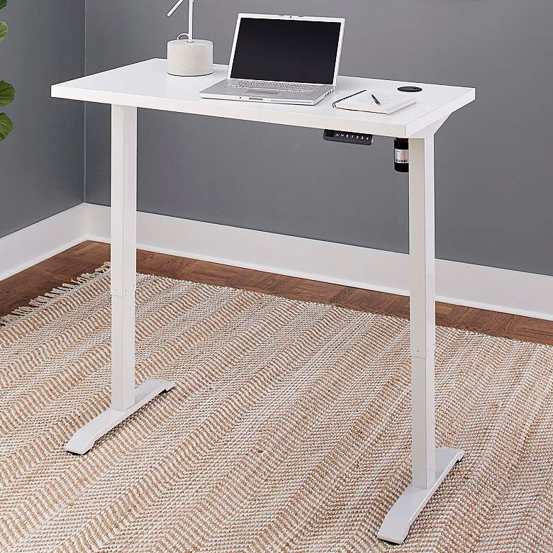 Image 1 Thermal Fused White 47" Wide Adjustable Electric Lift Desk