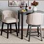 Theron 27" Beige Fabric Swivel Counter Stools Set of 2