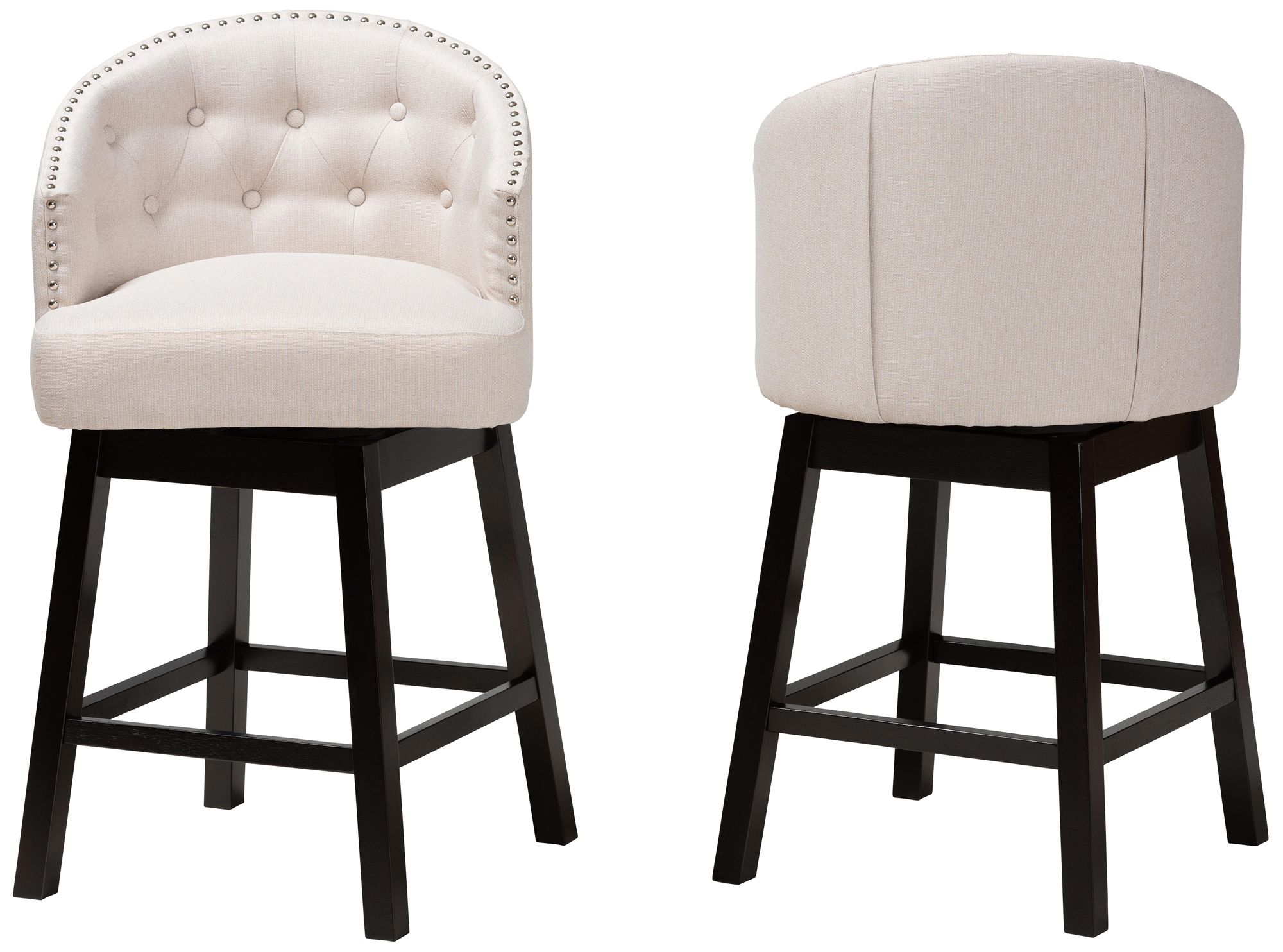 Image 6 Theron 27" Beige Fabric Swivel Counter Stools Set of 2 more views