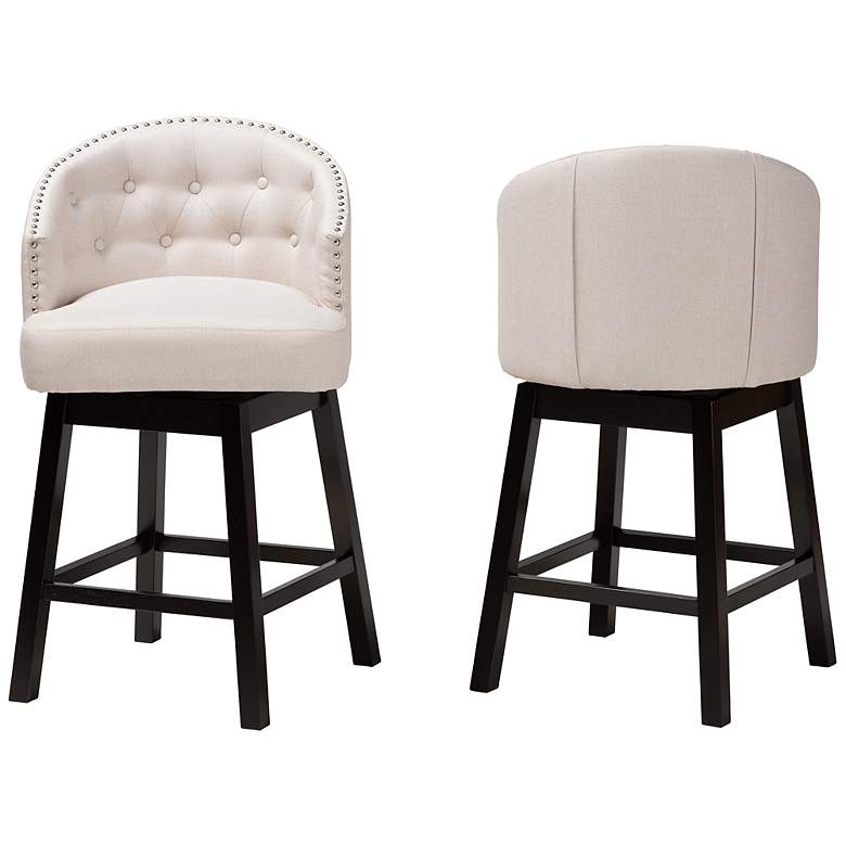 Image 6 Theron 27 inch Beige Fabric Swivel Counter Stools Set of 2 more views
