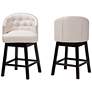 Theron 27" Beige Fabric Swivel Counter Stools Set of 2