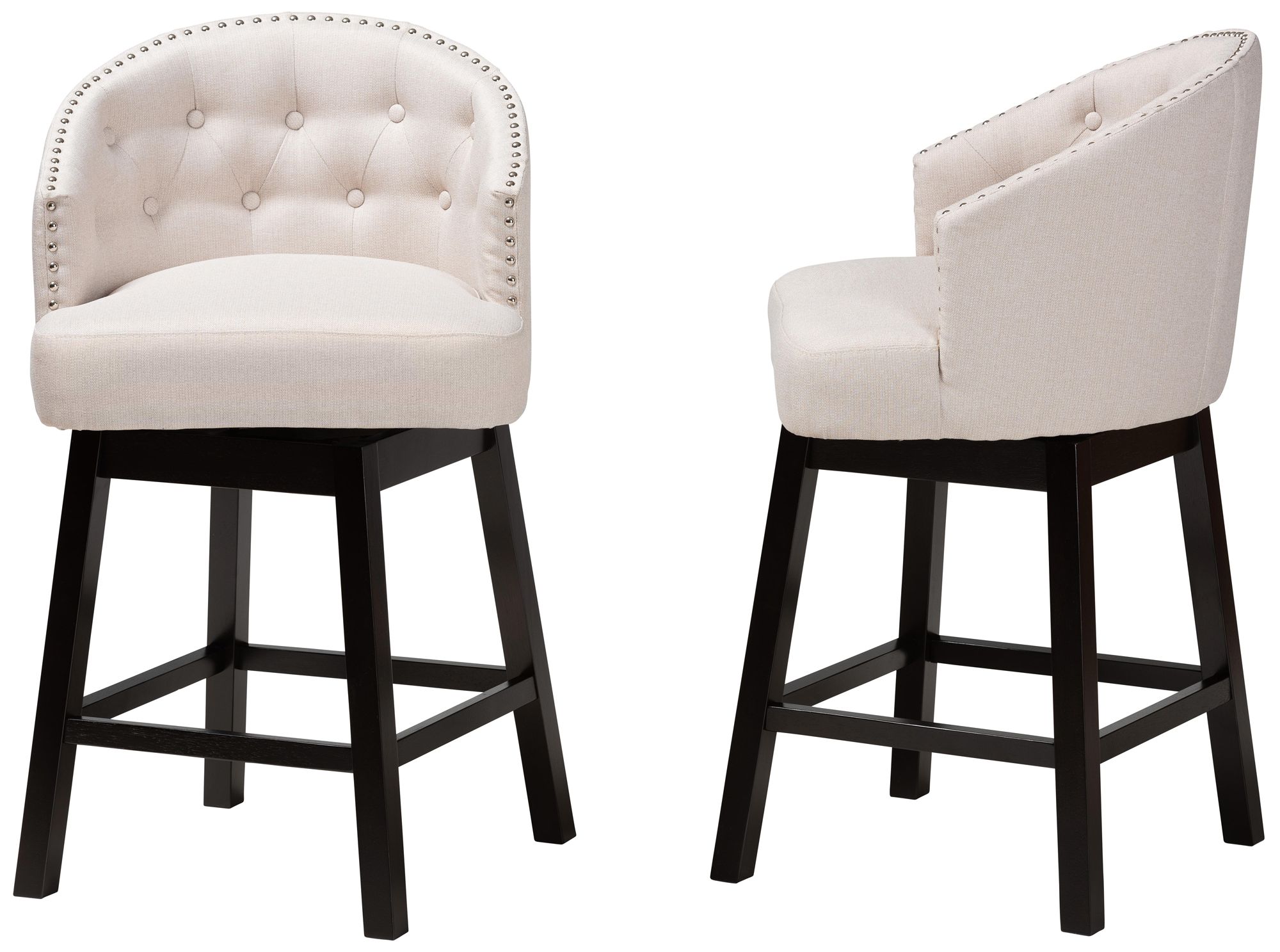 Image 7 Theron 27" Beige Fabric Swivel Counter Stools Set of 2 more views