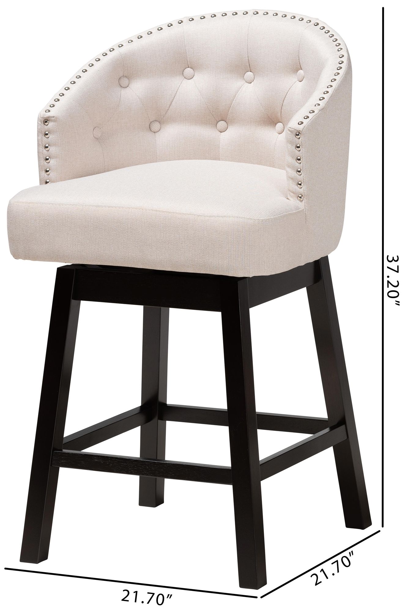 Theron 27" Beige Fabric Swivel Counter Stools Set of 2