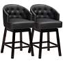 Theron 27" Black Faux Leather Swivel Counter Stools Set of 2