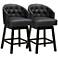 Theron 27" Black Faux Leather Swivel Counter Stools Set of 2