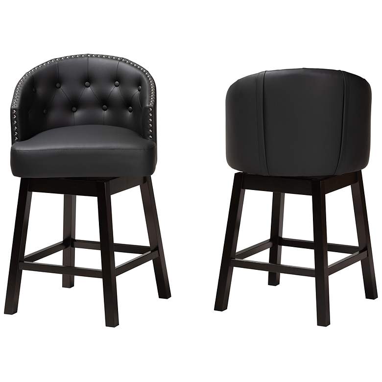 Image 6 Theron 27 inch Black Faux Leather Swivel Counter Stools Set of 2 more views