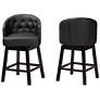 Theron 27" Black Faux Leather Swivel Counter Stools Set of 2