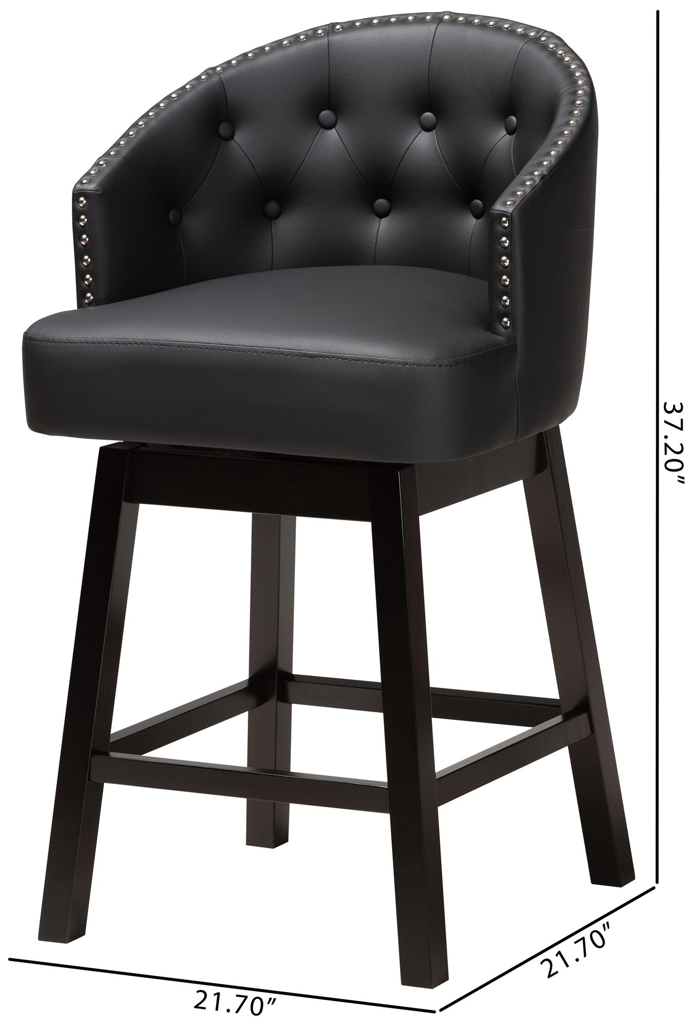 Theron 27" Black Faux Leather Swivel Counter Stools Set of 2