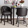 Theron 27" Brown Faux Leather Swivel Counter Stools Set of 2