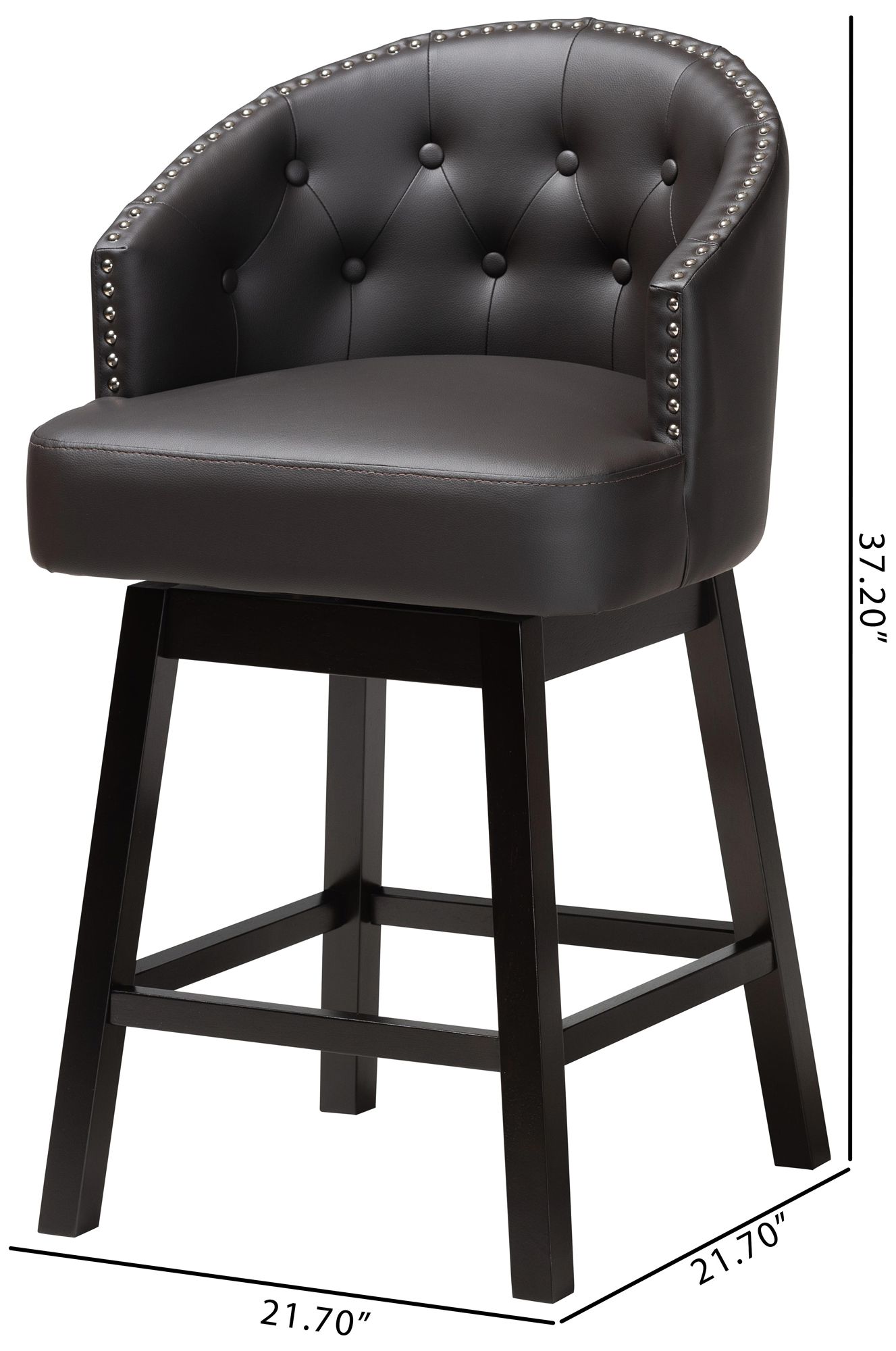 Theron 27" Brown Faux Leather Swivel Counter Stools Set of 2
