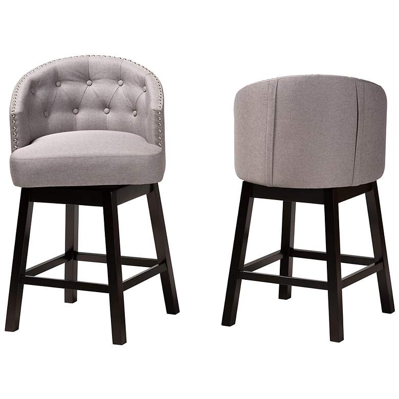Image 6 Theron 27" Gray Faux Leather Swivel Counter Stools Set of 2 more views