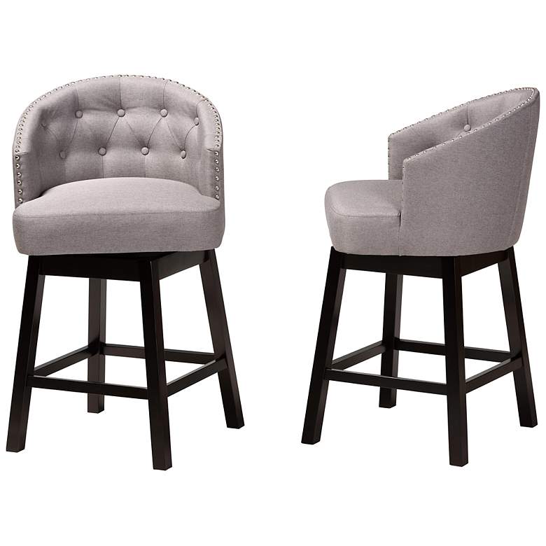 Image 7 Theron 27" Gray Faux Leather Swivel Counter Stools Set of 2 more views
