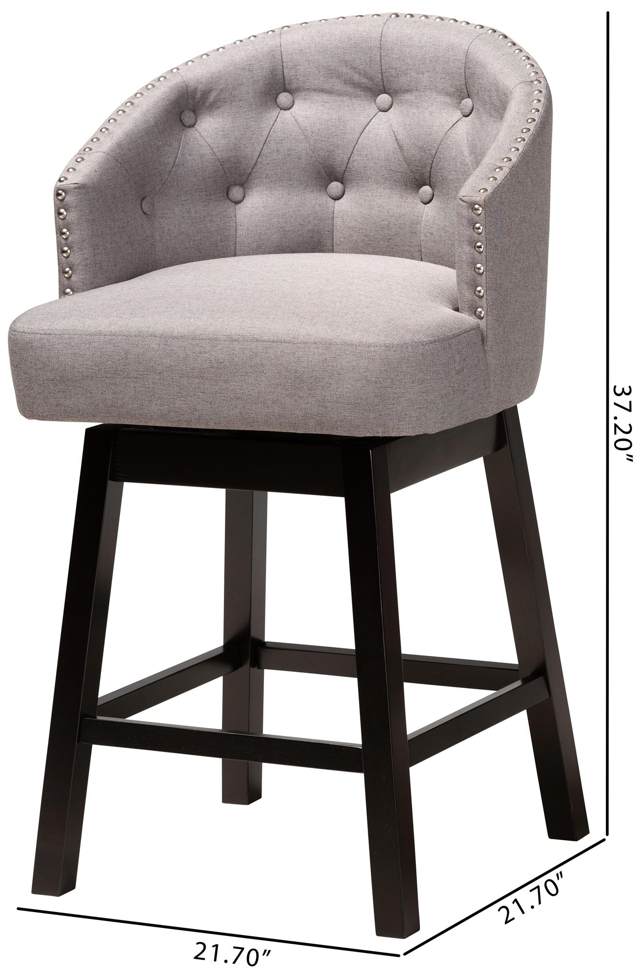 Theron 27" Gray Faux Leather Swivel Counter Stools Set of 2