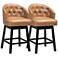 Theron 27" Tan Faux Leather Swivel Counter Stools Set of 2