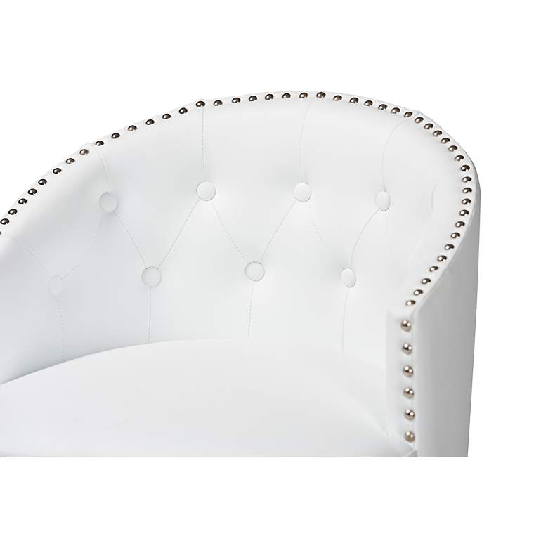 Image 3 Theron 27" White Faux Leather Swivel Counter Stools Set of 2 more views