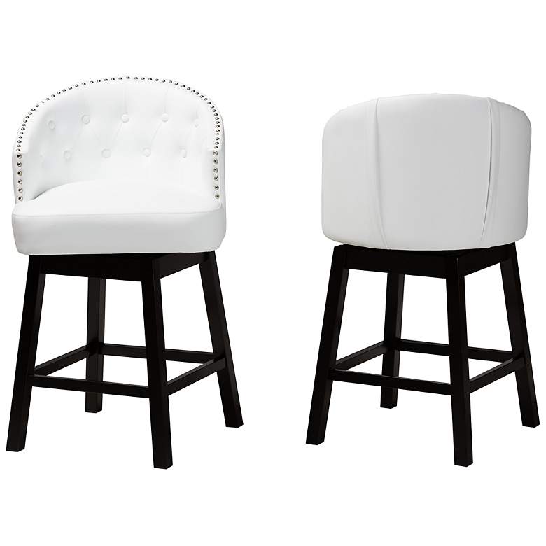 Image 6 Theron 27" White Faux Leather Swivel Counter Stools Set of 2 more views