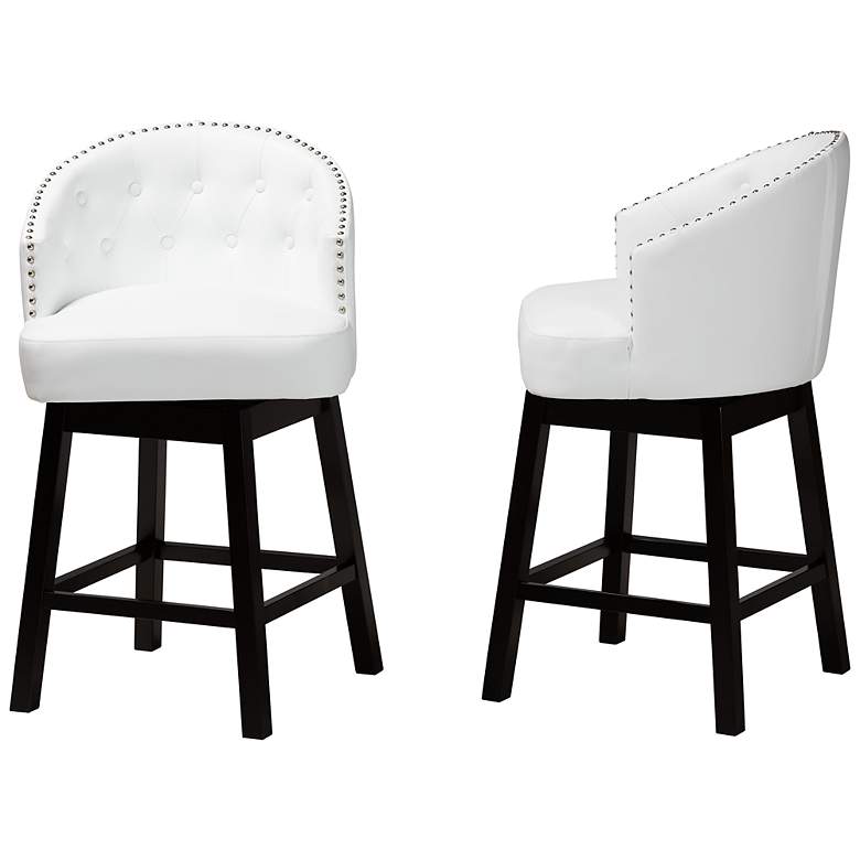 Image 7 Theron 27 inch White Faux Leather Swivel Counter Stools Set of 2 more views
