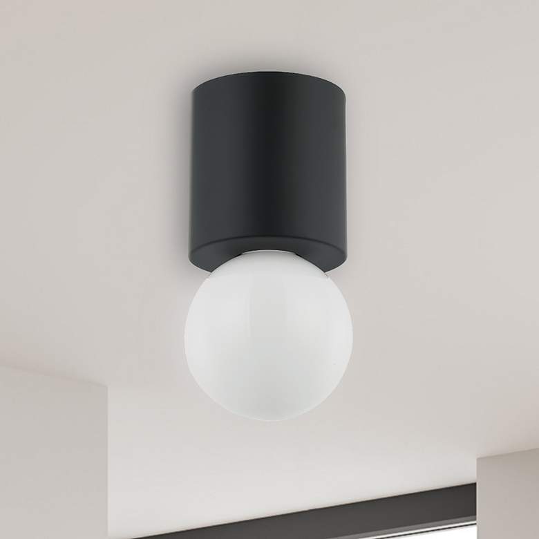 Image 1 Theron 4.75" Wide Globe Matte Black Flush Mount